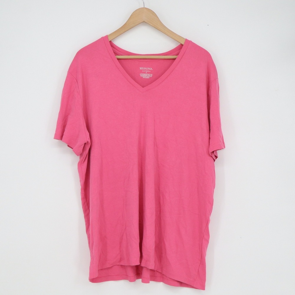 Merona The Ultimate Tee Pink V-Neck Short Sleeve 100% Cotton Shirt Size 4